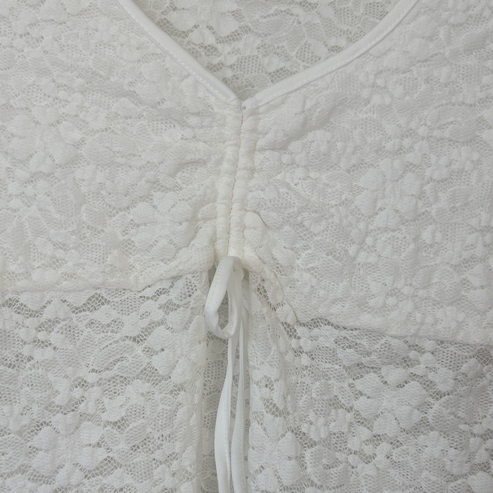 Orange Kiss Women's White Lace Crop Top - Picture 3 of 8